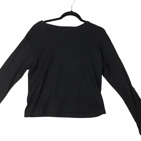 RDI Women’s Large Black Waffle Knit Thermal Crewneck Pullover - Picture 3 of 16